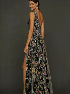 Bridal Mother Dress Designed Neckline Sleeveless A-Line Split Front Wedding Guest Dresses