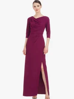 Bridal Mother Dress Designed Neckline Half Sleeves Sheath Pleated Floor-Length Wedding Guest Dresses