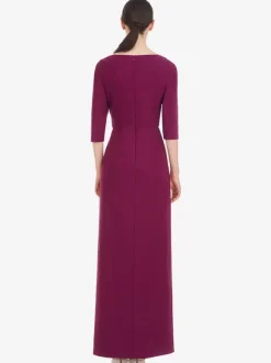 Bridal Mother Dress Designed Neckline Half Sleeves Sheath Pleated Floor-Length Wedding Guest Dresses