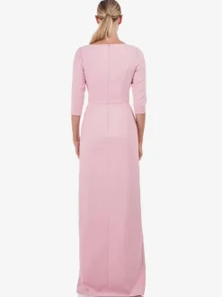 Bridal Mother Dress Designed Neckline Half Sleeves Sheath Pleated Floor-Length Wedding Guest Dresses
