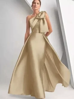 Bridal Mother Dress Designed Neckline Sleeveless A-Line Bows Wedding Guest Dresses