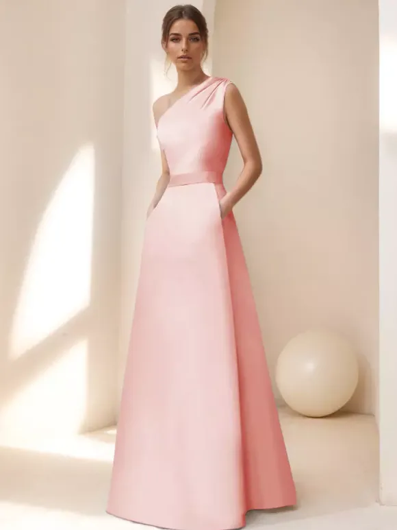 Bridal Mother Dress Designed Neckline Sleeveless A-Line Sash Floor-Length Guest Dresses For Wedding