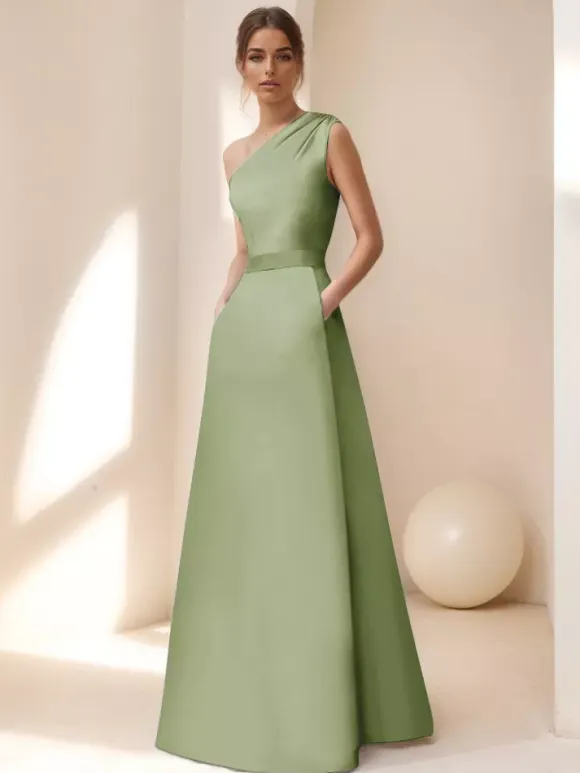 Bridal Mother Dress Designed Neckline Sleeveless A-Line Sash Floor-Length Guest Dresses For Wedding