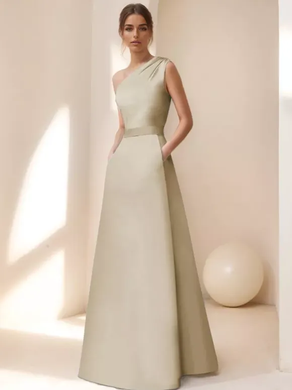 Bridal Mother Dress Designed Neckline Sleeveless A-Line Sash Floor-Length Guest Dresses For Wedding