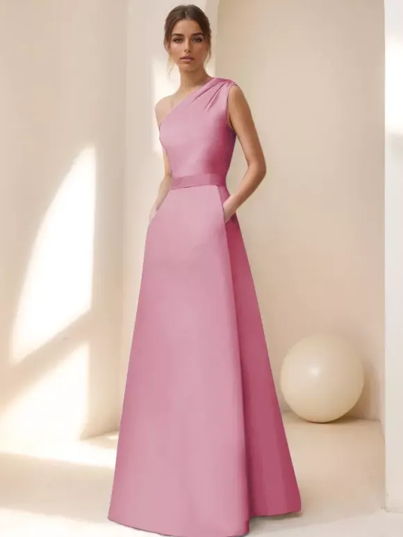 Bridal Mother Dress Designed Neckline Sleeveless A-Line Sash Floor-Length Guest Dresses For Wedding