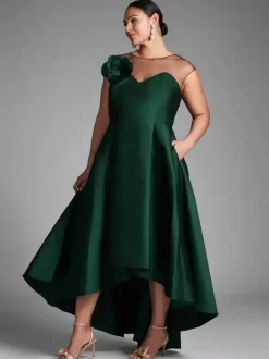 Bridal Mother Dress Illusion Neckline Sleeveless A-Line Pleated Wedding Guest Dresses