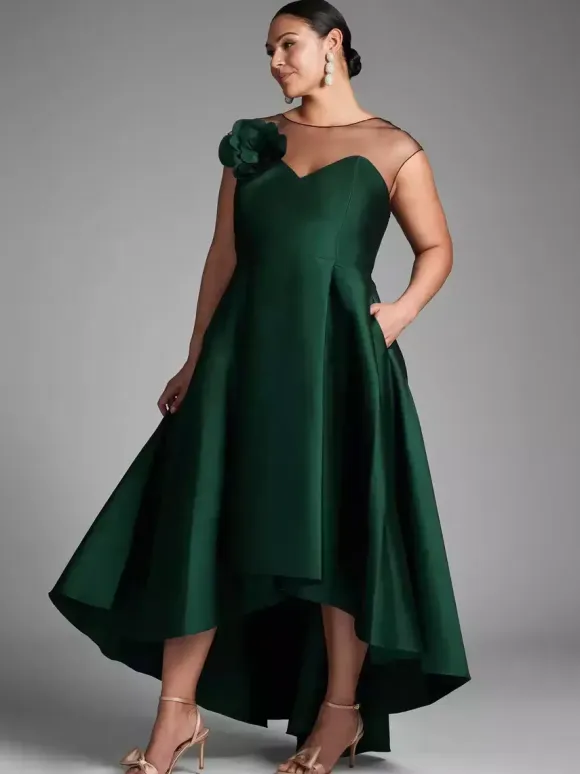 Bridal Mother Dress Illusion Neckline Sleeveless A-Line Pleated Wedding Guest Dresses
