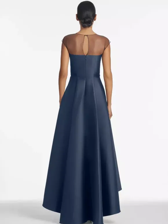 Bridal Mother Dress Illusion Neckline Sleeveless A-Line Pleated Wedding Guest Dresses