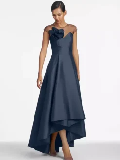 Bridal Mother Dress Illusion Neckline Sleeveless A-Line Pleated Wedding Guest Dresses