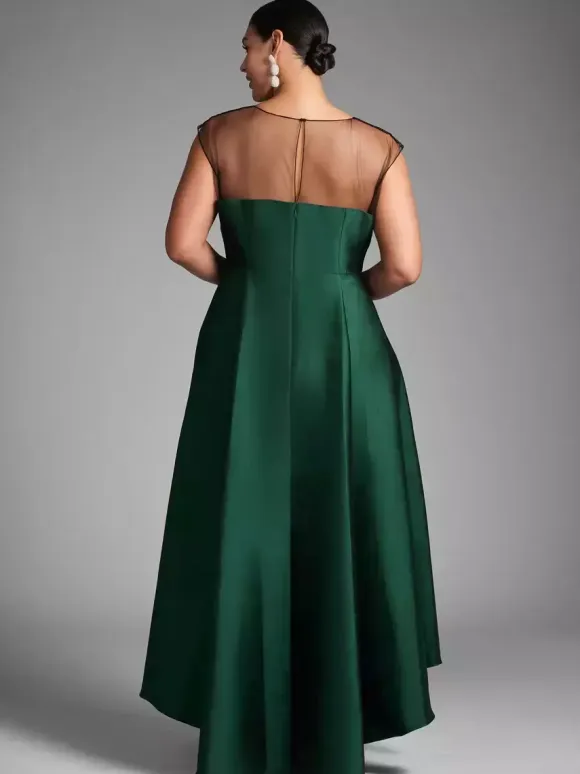 Bridal Mother Dress Illusion Neckline Sleeveless A-Line Pleated Wedding Guest Dresses