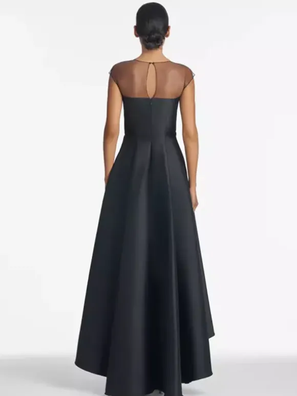 Bridal Mother Dress Illusion Neckline Sleeveless A-Line Pleated Wedding Guest Dresses