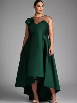 Bridal Mother Dress Illusion Neckline Sleeveless A-Line Pleated Wedding Guest Dresses