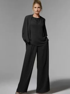 Bridal Mother Dress Jewel Neck Long Sleeves A-Line Beaded Ankle-Length Guest Dresses For Wedding