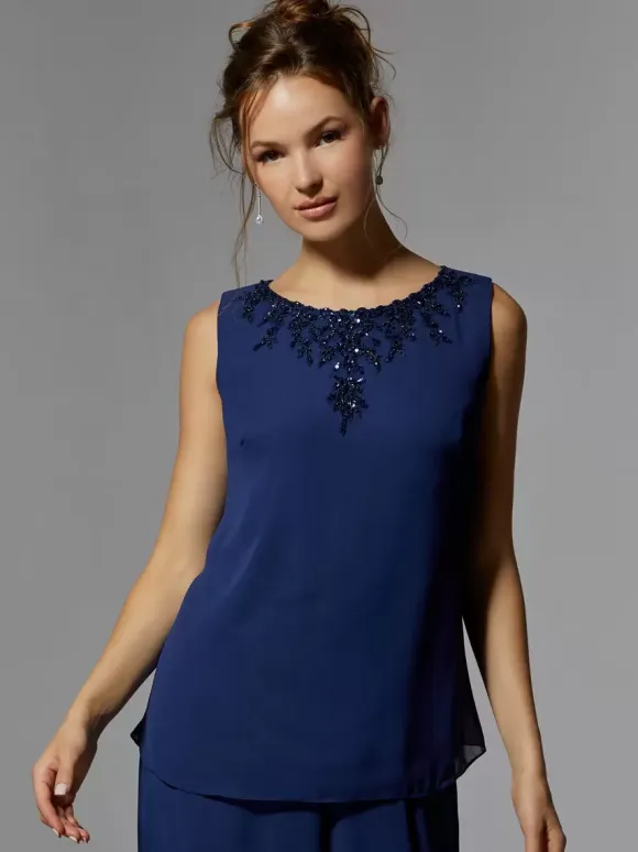 Bridal Mother Dress Jewel Neck Long Sleeves A-Line Beaded Ankle-Length Guest Dresses For Wedding