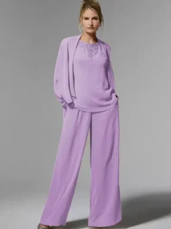 Bridal Mother Dress Jewel Neck Long Sleeves A-Line Beaded Ankle-Length Guest Dresses For Wedding