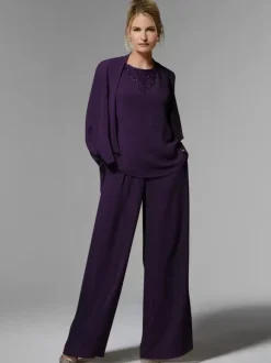 Bridal Mother Dress Jewel Neck Long Sleeves A-Line Beaded Ankle-Length Guest Dresses For Wedding