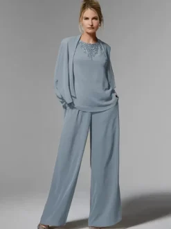 Bridal Mother Dress Jewel Neck Long Sleeves A-Line Beaded Ankle-Length Guest Dresses For Wedding