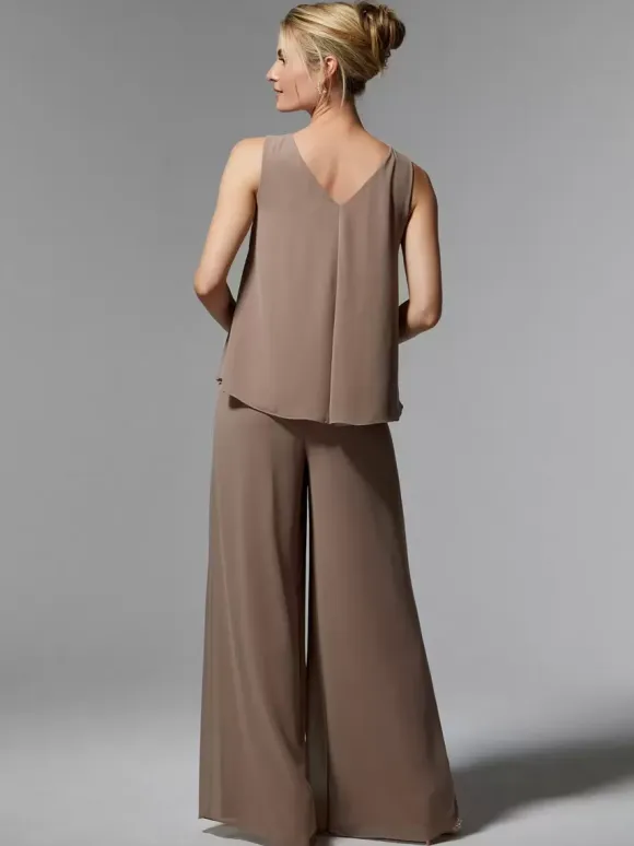 Bridal Mother Dress Jewel Neck Long Sleeves A-Line Beaded Ankle-Length Guest Dresses For Wedding