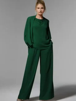 Bridal Mother Dress Jewel Neck Long Sleeves A-Line Beaded Ankle-Length Guest Dresses For Wedding