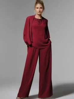 Bridal Mother Dress Jewel Neck Long Sleeves A-Line Beaded Ankle-Length Guest Dresses For Wedding