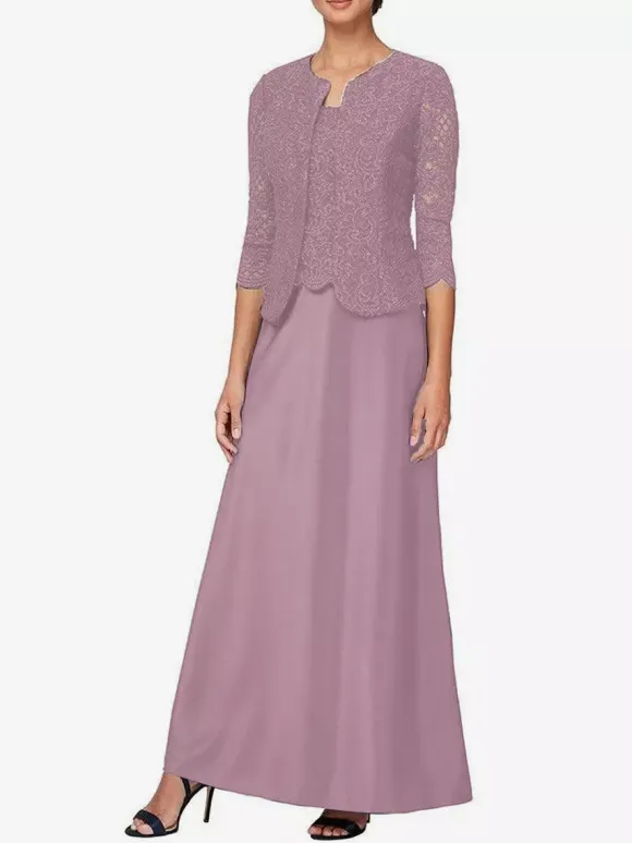 Bridal Mother Dress Jewel Neck 3/4 Length Sleeves Mermaid Lace Guest Dresses For Wedding