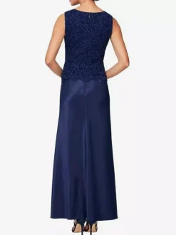 Bridal Mother Dress Jewel Neck 3/4 Length Sleeves Mermaid Lace Guest Dresses For Wedding