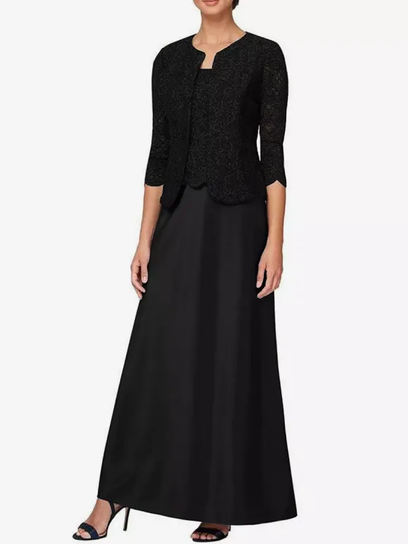 Bridal Mother Dress Jewel Neck 3/4 Length Sleeves Mermaid Lace Guest Dresses For Wedding