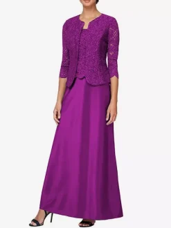 Bridal Mother Dress Jewel Neck 3/4 Length Sleeves Mermaid Lace Guest Dresses For Wedding