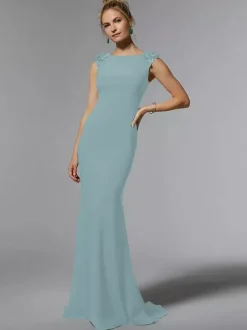 Bridal Mother Dress Jewel Neck Sleeveless Mermaid Beaded Floor-Length Wedding Guest Dresses