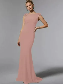 Bridal Mother Dress Jewel Neck Sleeveless Mermaid Beaded Floor-Length Wedding Guest Dresses