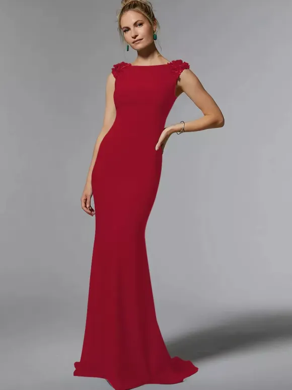 Bridal Mother Dress Jewel Neck Sleeveless Mermaid Beaded Floor-Length Wedding Guest Dresses