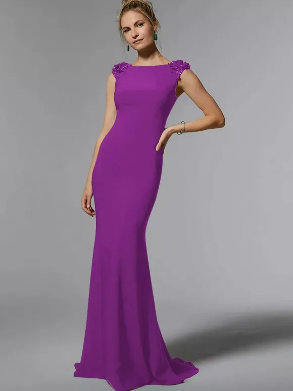 Bridal Mother Dress Jewel Neck Sleeveless Mermaid Beaded Floor-Length Wedding Guest Dresses