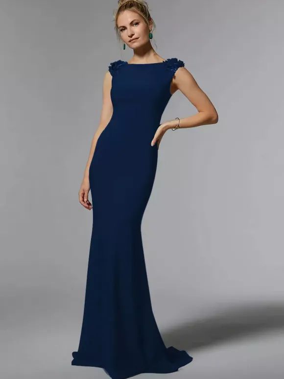 Bridal Mother Dress Jewel Neck Sleeveless Mermaid Beaded Floor-Length Wedding Guest Dresses