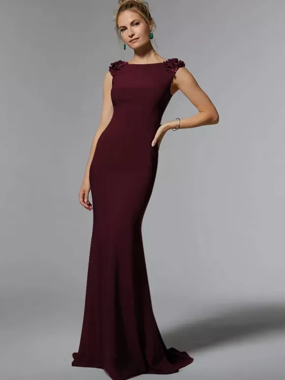 Bridal Mother Dress Jewel Neck Sleeveless Mermaid Beaded Floor-Length Wedding Guest Dresses
