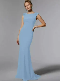Bridal Mother Dress Jewel Neck Sleeveless Mermaid Beaded Floor-Length Wedding Guest Dresses