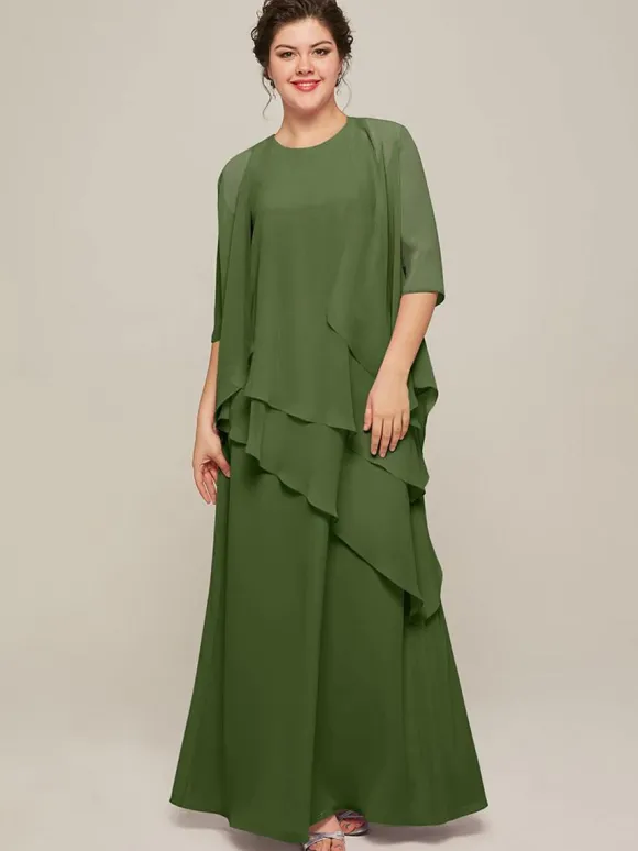 Bridal Mother Dress Jewel Neck Sleeveless A-Line Ruffles Wedding Guest Dresses