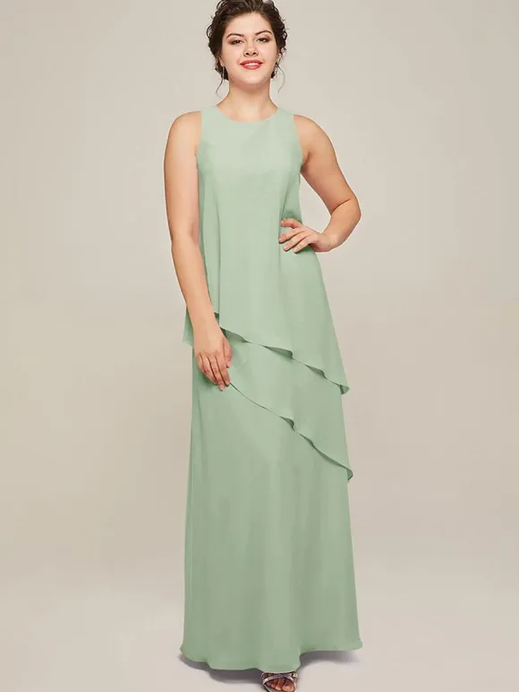 Bridal Mother Dress Jewel Neck Sleeveless A-Line Ruffles Wedding Guest Dresses