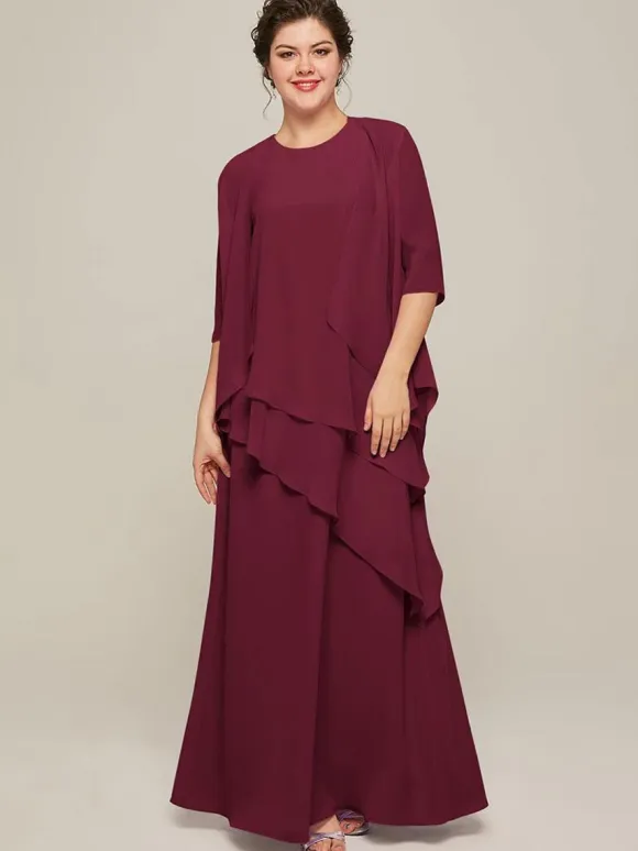 Bridal Mother Dress Jewel Neck Sleeveless A-Line Ruffles Wedding Guest Dresses