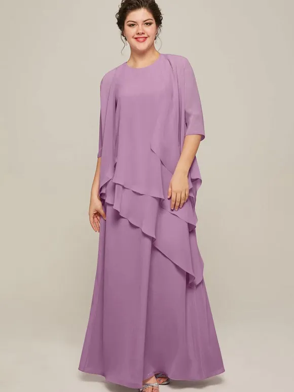 Bridal Mother Dress Jewel Neck Sleeveless A-Line Ruffles Wedding Guest Dresses