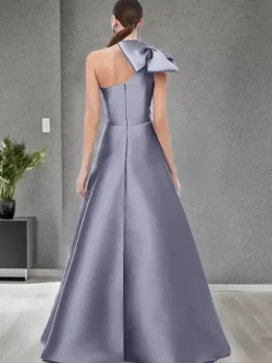 Bridal Mother Dress One-Shoulder Sleeveless A-Line Bows Floor-Length Wedding Guest Dresses