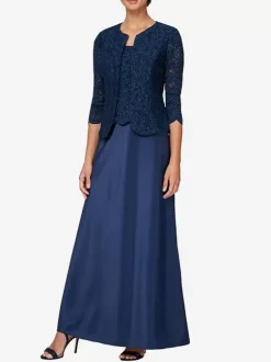 Bridal Mother Dress Square Neck Long Sleeves A-Line Lace Guest Dresses For Wedding
