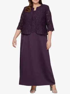 Bridal Mother Dress Square Neck Long Sleeves A-Line Lace Guest Dresses For Wedding