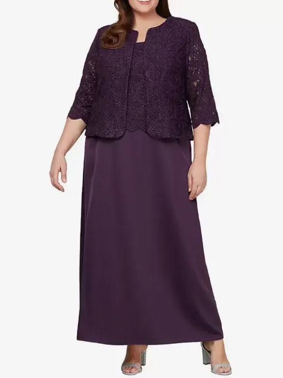 Bridal Mother Dress Square Neck Long Sleeves A-Line Lace Guest Dresses For Wedding