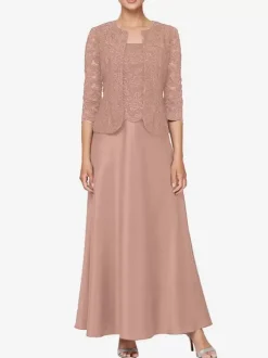 Bridal Mother Dress Square Neck Long Sleeves A-Line Lace Guest Dresses For Wedding