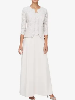 Bridal Mother Dress Square Neck Long Sleeves A-Line Lace Guest Dresses For Wedding