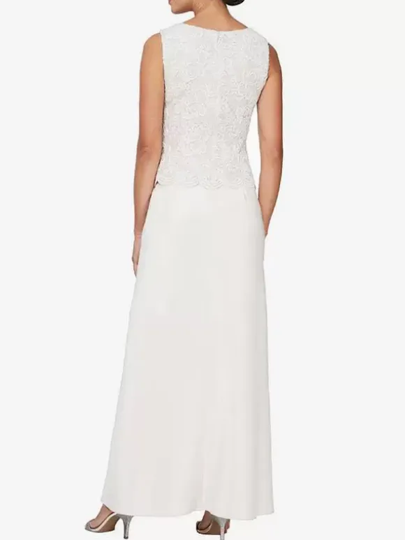 Bridal Mother Dress Square Neck Long Sleeves A-Line Lace Guest Dresses For Wedding