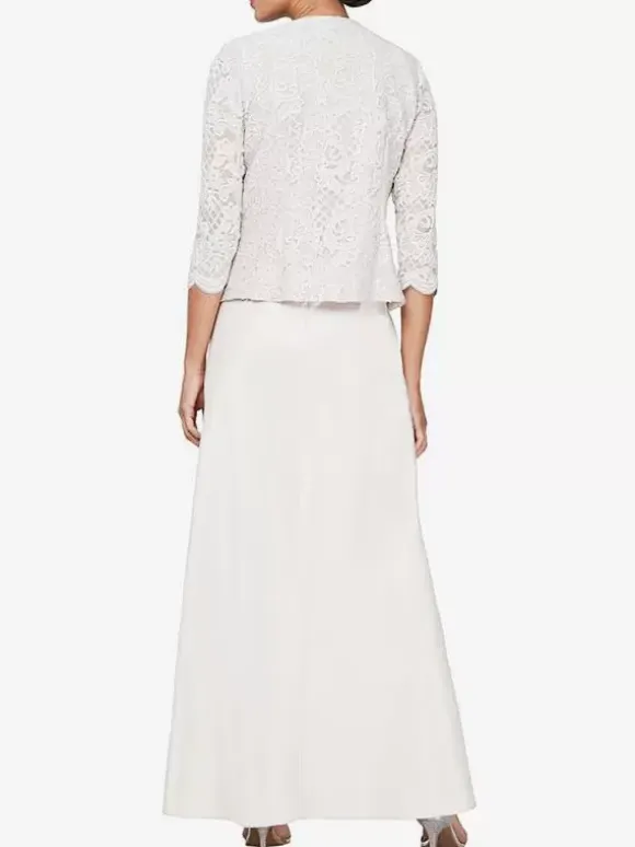 Bridal Mother Dress Square Neck Long Sleeves A-Line Lace Guest Dresses For Wedding
