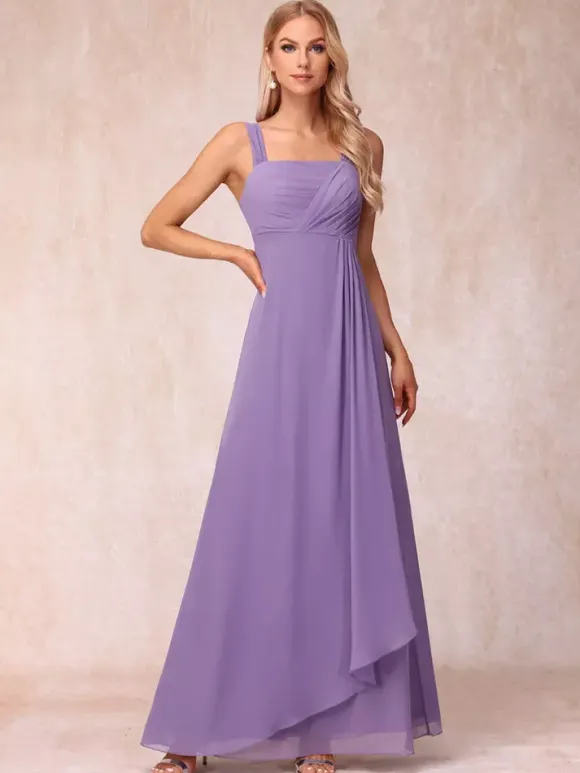 Bridal Mother Dress Square Neck Half Sleeves Two-piece Pleated Guest Dresses For Wedding
