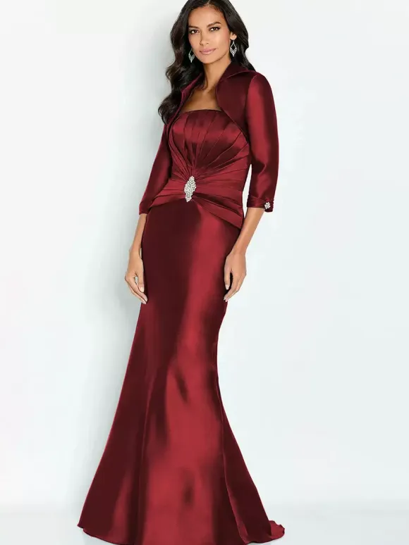 Bridal Mother Dress Strapless Half Sleeves Mermaid Applique Ankle-Length Guest Dresses For Wedding