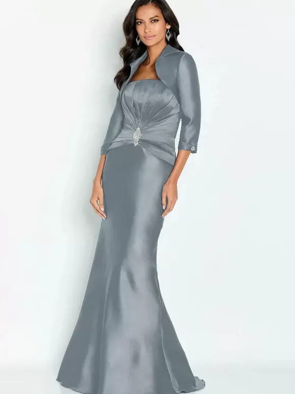 Bridal Mother Dress Strapless Half Sleeves Mermaid Applique Ankle-Length Guest Dresses For Wedding